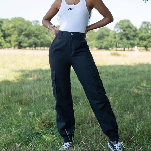 SHEIN Black Zipper Fly Flap Tapered Pants Women's M - Picture 6 of 9